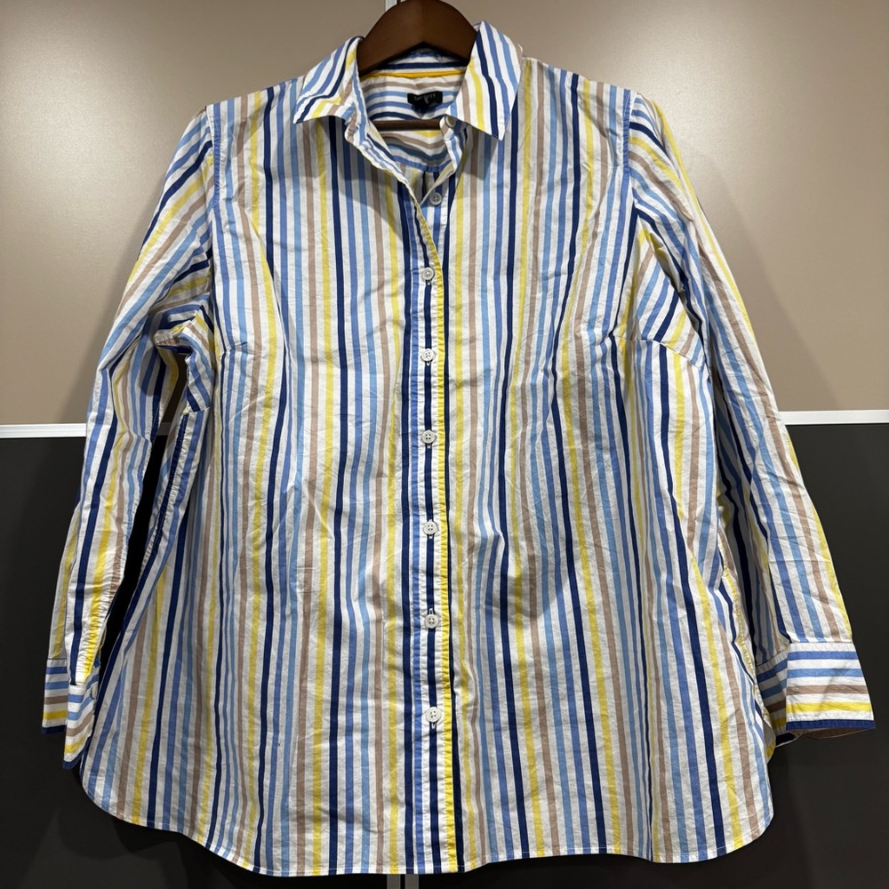 Talbots Women’s Top Blouse Button Down Shirt 2X Striped Collared Cotton Preppy